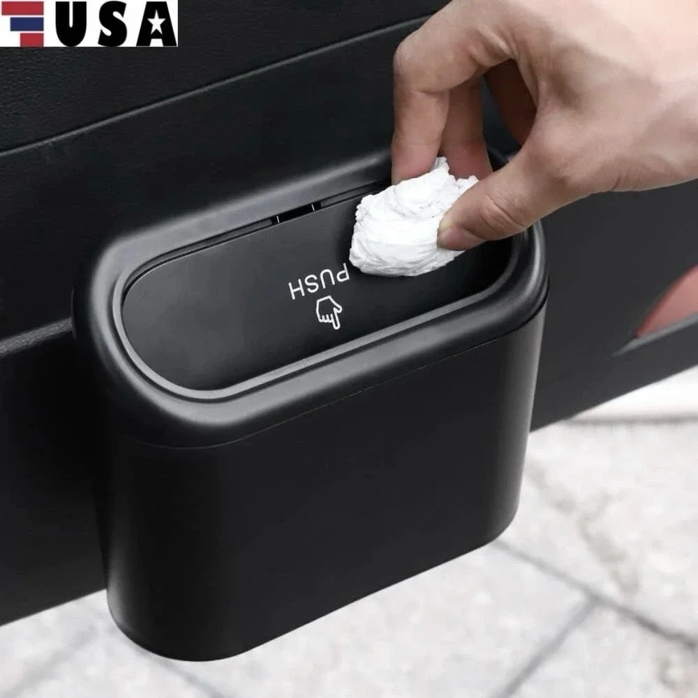 Portable Trash Can Garbage Bin With Lid‎ Leak Proof Interior For Car Home Office
